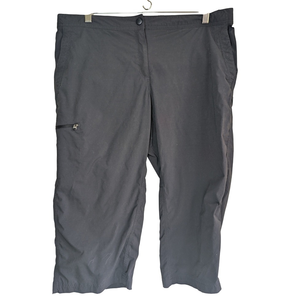 LL BEAN Nylon Utility Capris Womens 16P‎ Black Hiking Stretch Cropped Pants